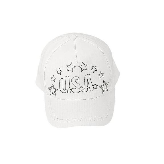 Color Your Own Patriotic Baseball Hats - Craft Kits - 12 Pieces
