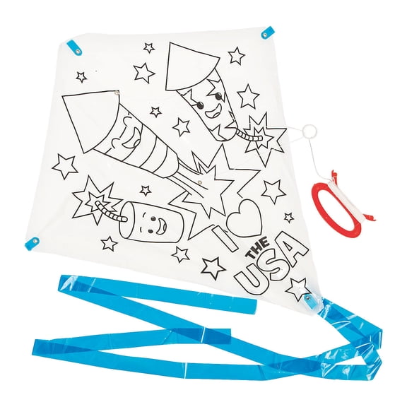 Color Your Own Patriotic Kites, Craft Kits, Fourth of July, 12 Pieces