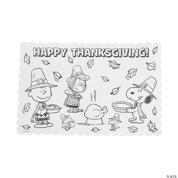 17 inches x 11 inches Peanuts Character Color Your Own Thanksgiving Paper Placemats 12 pieces