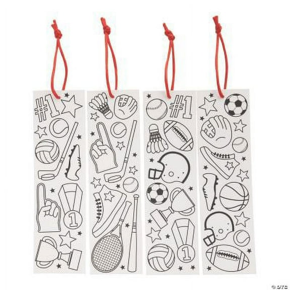 Color Your Own Sports Bookmarks - 48 Pc., Birthday, Craft Kits, 48 Pieces