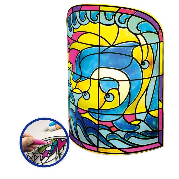 Color-Your-Own Stained Glass LED Ocean Lamp, 8-2/3'' H