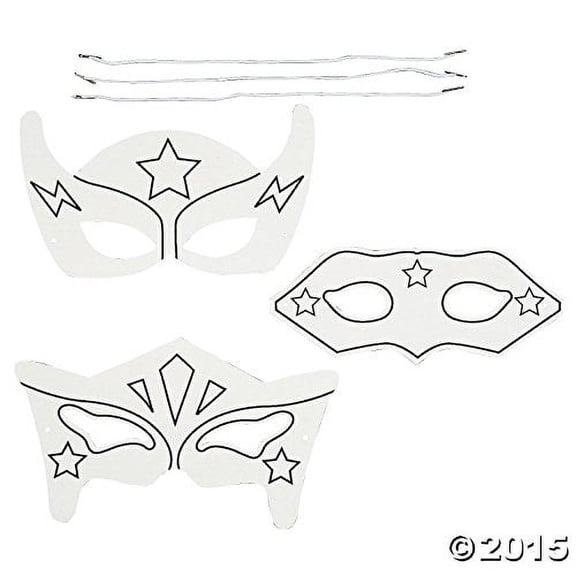 Color Your Own Superhero Mask Craft Kit- Craft Kits - 12 Pieces