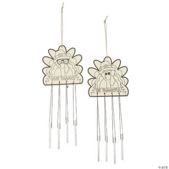 Color Your Own Thanksgiving Turkey Wind Chimes, Thanksgiving, Craft Kits, 12 Pcs