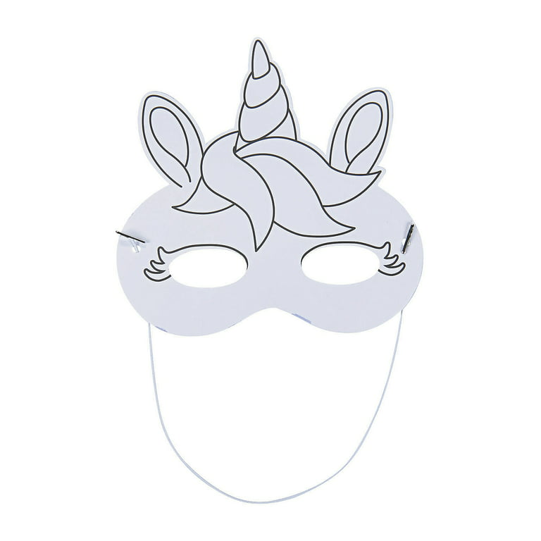Color Your Own Unicorn Masks - 12 Pc., Craft Kits, Misc CYO - Paper, CYO -  Paper, 12 Pieces, Black/White 