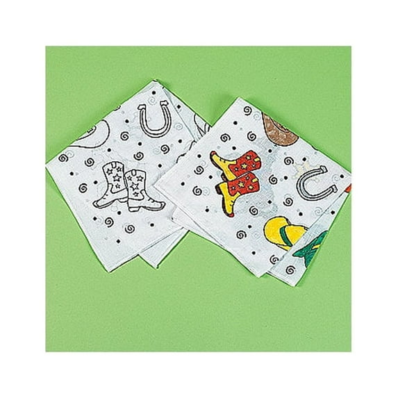 Color Your Own Western Bandanas (1Dz) - Craft Kits - 12 Pieces