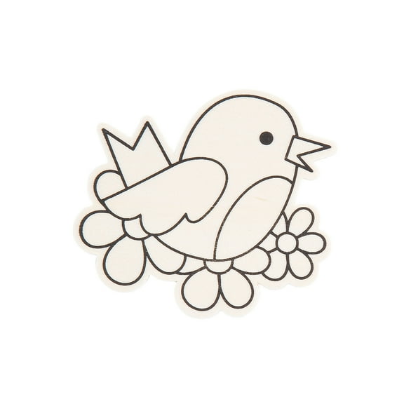 Color Your Own Wood Spring Bird Shapes (24Pc) - Craft Kits - 24 Pieces