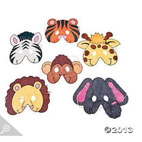 Color Your Own Zoo Animal Masks - Craft Kits - 12 Pieces