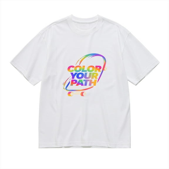 Color Your Path, Rainbow Skateboard Print 1, Vintage T Shirt, Cotton T-Shirt for Men, 23611306,S