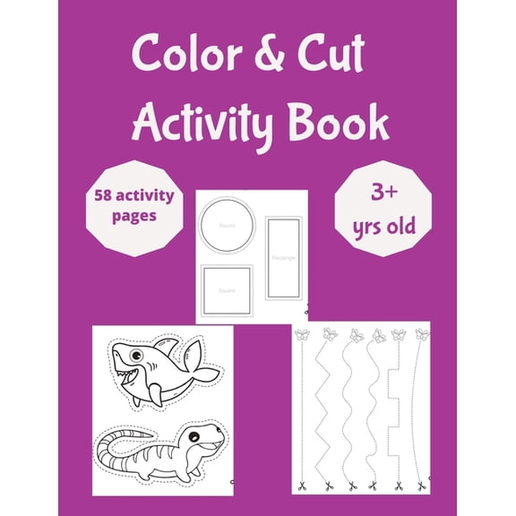 Color and Cut Activity Book: 3 year old, (Paperback)