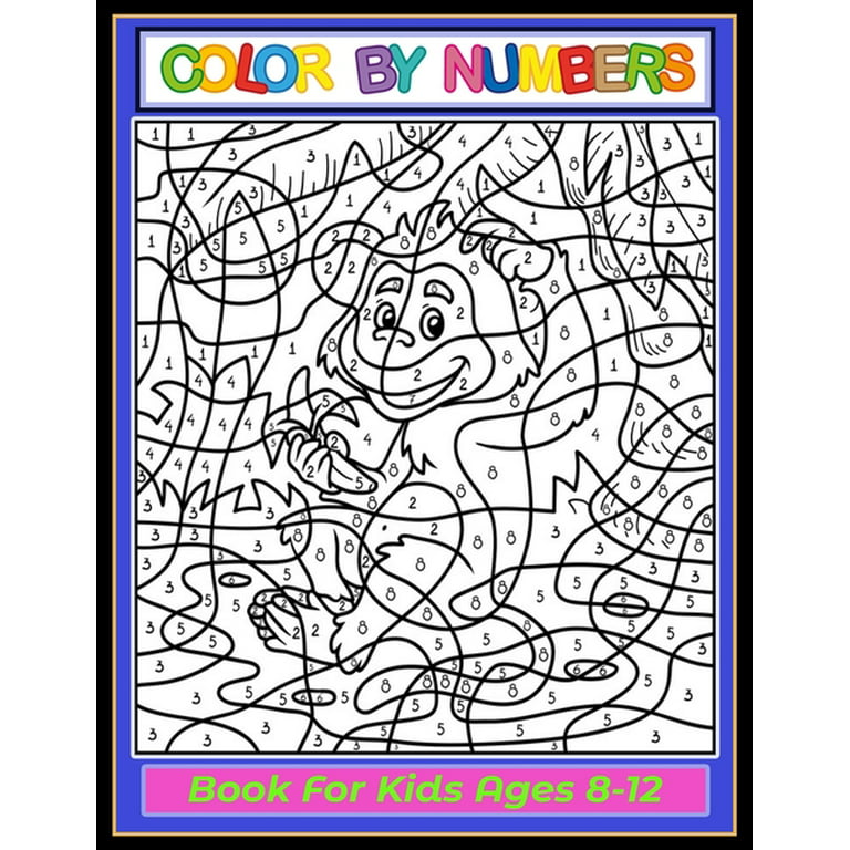 Color by Numbers Coloring Book for Kids Ages 8-12 Large Print Birds, Flowers, Animals and Pretty Patterns Color by Number Books (Black Background) [Book]