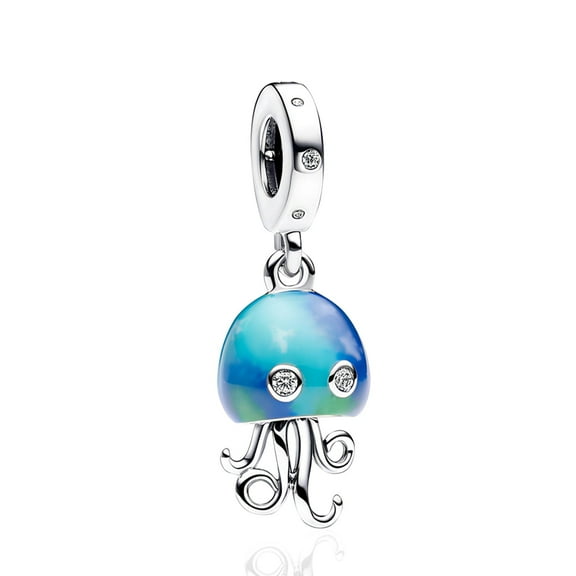 ROSIANNA 925 Sterling Silver Clear Jellyfish Dangle Charms Women Bracelet Charm