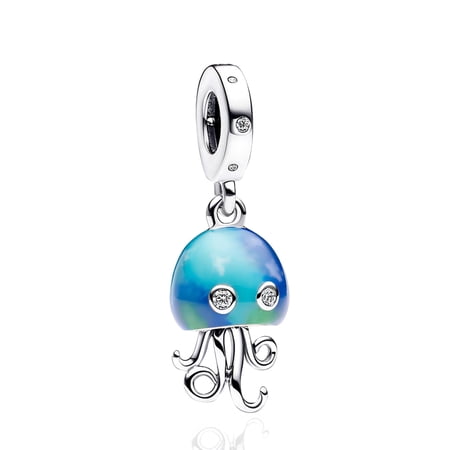 ROSIANNA 925 Sterling Silver Clear Jellyfish Dangle Charms Women Bracelet Charm
