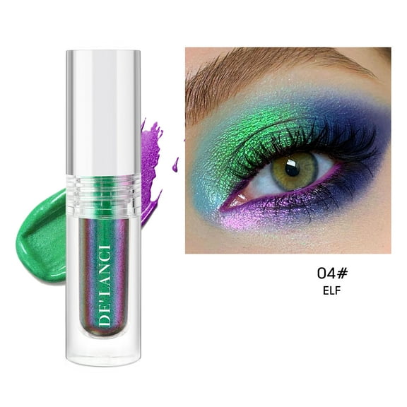 Color-changing liquid eye shadow #04 ELF, intense multi-color shifting, long-lasting crease-free holographic eye shadow, high-pigment two-color eye shadow liquid makeup