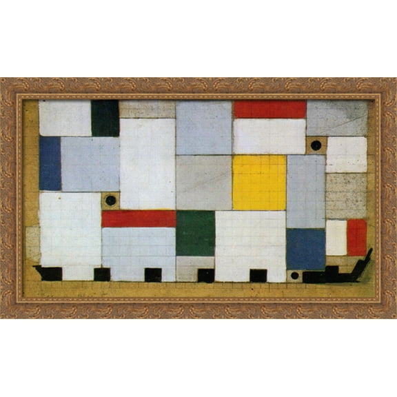 Color design for the ceiling of the Cafe Brasserie 40x26 Large Gold Ornate Wood Framed Canvas Art by Theo van Doesburg