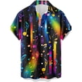 Color fluorescent music note pattern 3D printed men's shirt casual ...