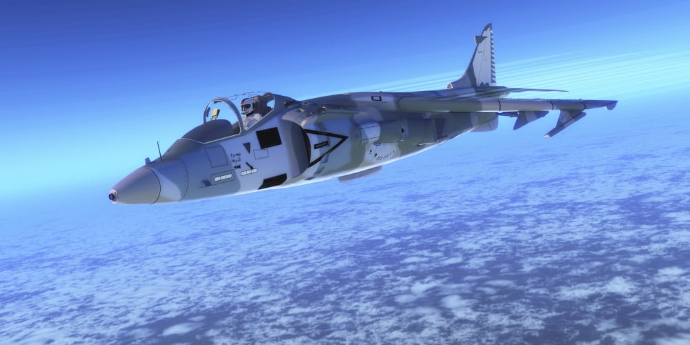 Color illustration of an AV-8B Harrier II fighter jet Canvas Art - Corey FordStocktrek Images (20 x 10)