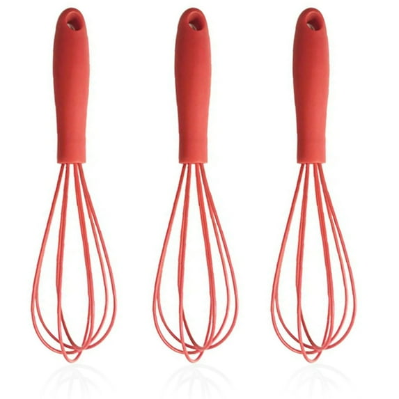 Color kitchen mini silicone egg beater – mini egg beater set egg beater for mixing, cooking and bakingred