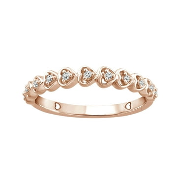 Color of Love 0.05 Carat T.W. Diamond Stackable Band in 10K Rose Gold with Garland of Mini Hearts (I-J,I3)