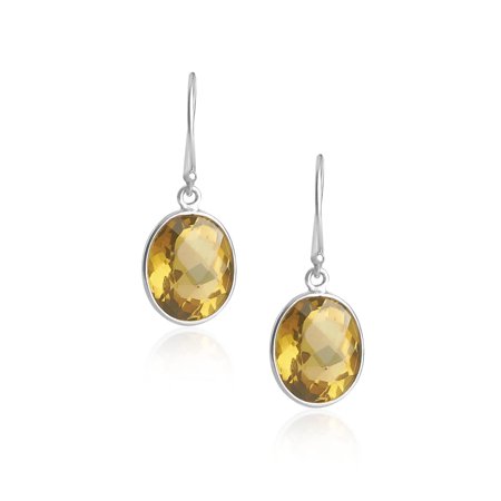 Color of Love 9.50 Carat Cognac Oval Dangle Earrings for Women – Sterling Silver Brown Gemstone Jewelry