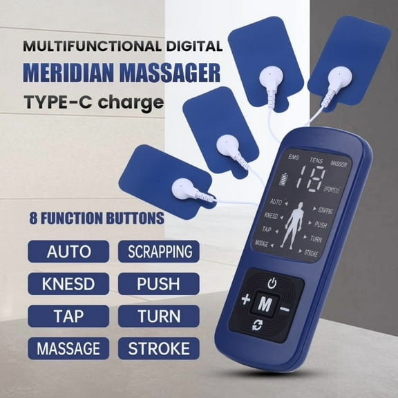 [Color screen double-hole pulse meridian massager] 19 levels of intensity + 8 modes | LED high-definition screen | low-frequency physiotherapy instrument double-hole 4 stickers | 3 times light wave c