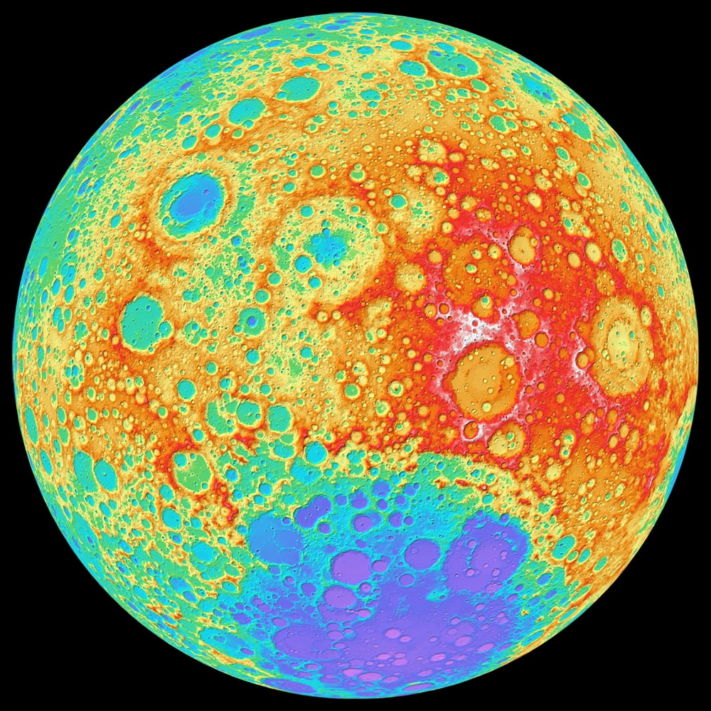 Color shaded relief of the lunar farside Canvas Art - Stocktrek Images (28 x 28)