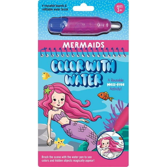 Color with Water - Mermaids (Includes Mess Free Water Pen), (Hardcover)