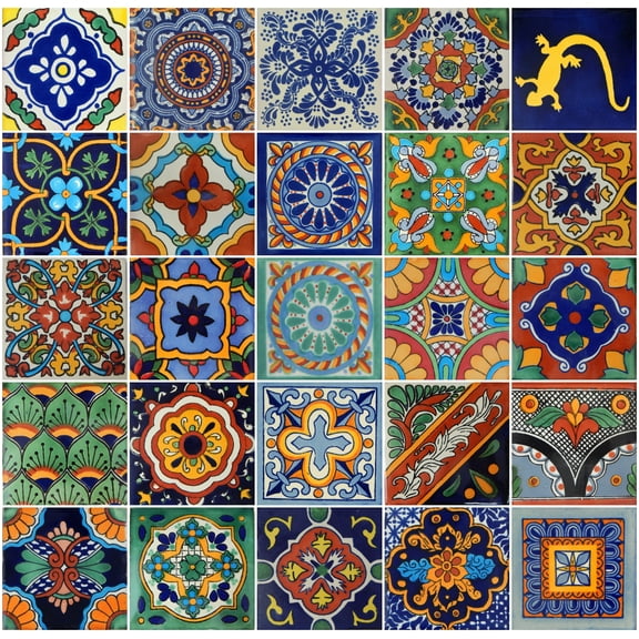 Color y Tradicion 4 x 4 Multicolour Ceramic Wall Tiles, for countertops, backsplash 25 Piece