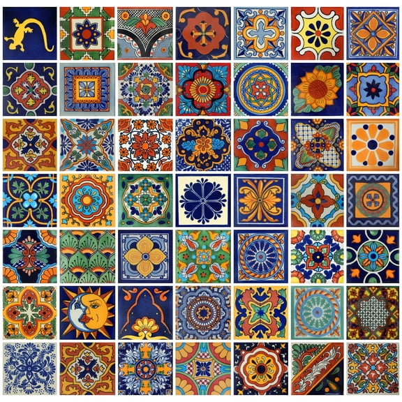 Color y Tradicion Multicolor 4'' x 4'' Ceramic Tiles for Walls, Countertops, Backsplash 100 Piece