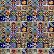 Color y Tradicion Multicolor Ceramic 2" x 2" Mexican Tiles, 100 Pieces