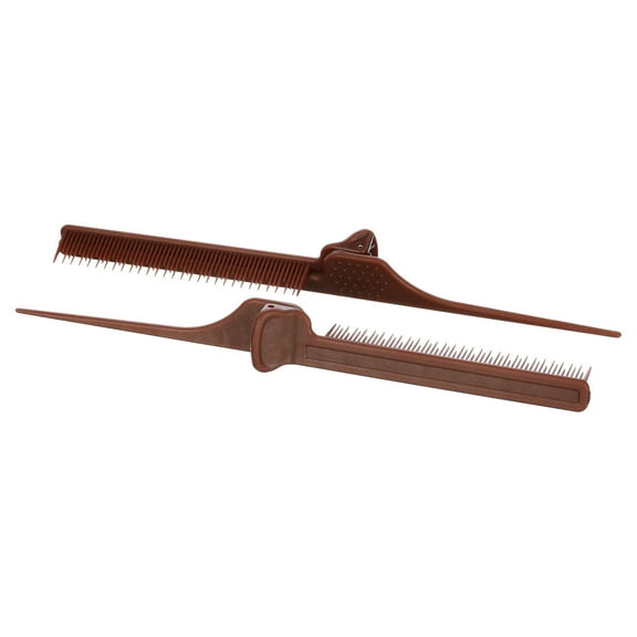 ColorBow Rat Tail Clip Comb - Brown - 2 Pack Hair Straightener Comb - Flat Iron Comb - Straightening Comb - Hair Coloring Styling Tools for Highlights Balayage Ombr Trimming Cutting
