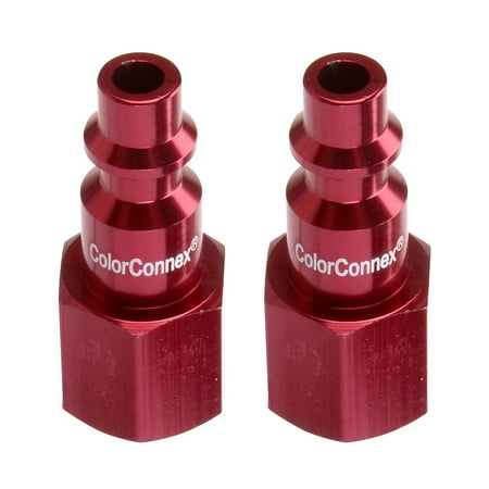 ColorConnex® Plug, Type D, 1/4" Body, 1/4" FNPT, Red, 2-Pack