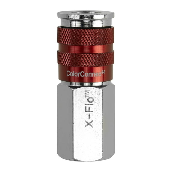 ColorConnex® X-Flo™ Coupler, Type D, 1/4" Body,1/4" FNPT, Red