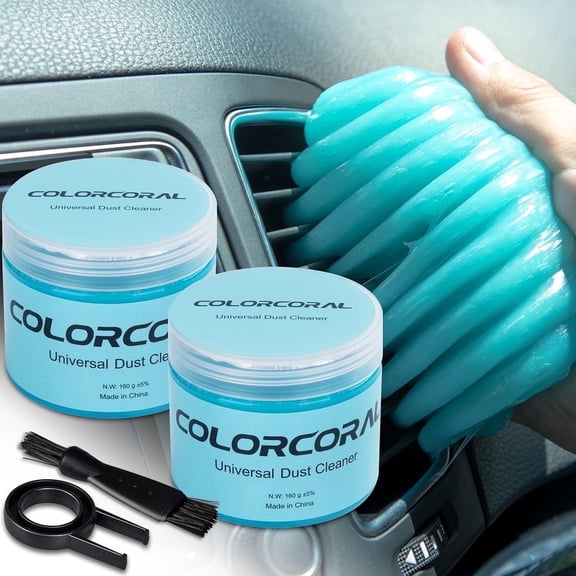 ColorCoral 2-Pack Car Cleaning Gel for Car Vent & Interior, Keyboard Dust Cleaner, Auto Detailing Putty Slime