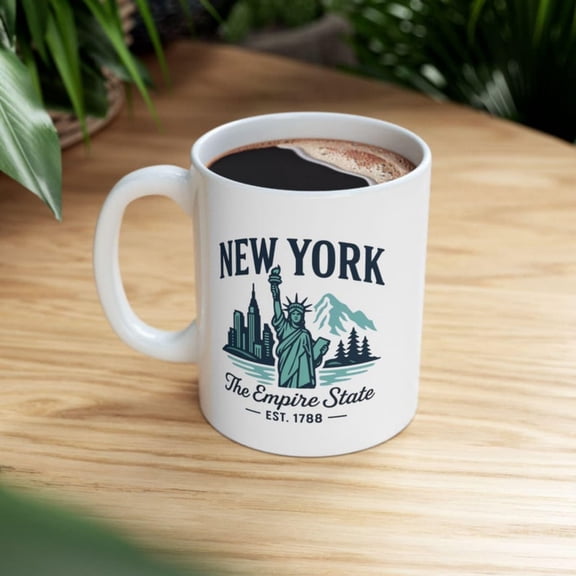 ColorFlow New York The Empire State Mug Statue of Liberty Coffee Cup NYC Skyline Travel Gift oz Ceramic Mug.
