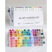 ColorIt 60 Dual Tip Art Markers Set for Coloring - Double Sided Artist Alcohol Permanent Markers