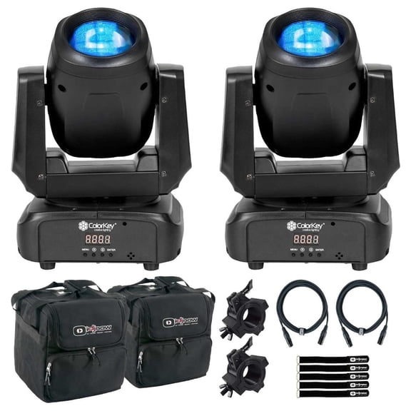 ColorKey CKU-5060 Mover Beam 100 Compact 100W Moving Head Beam 2-Pack with Bags Package
