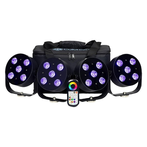 ColorKey CKU-6034 MobilePar HEX 5 Battery-Powered Par Light 4-Pack with Carrying Case