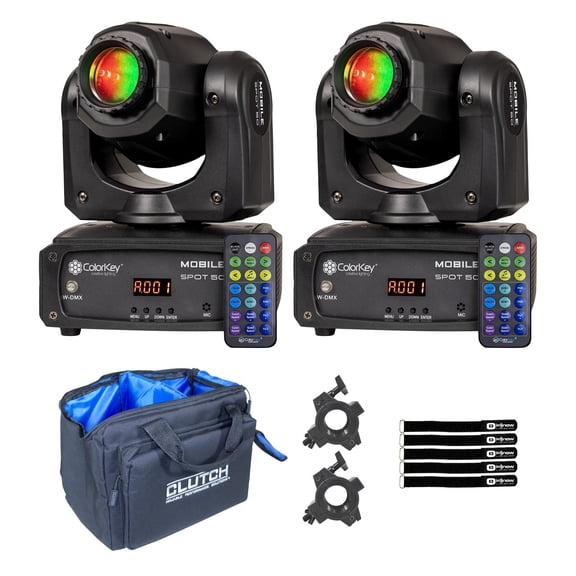ColorKey CKU-6100 Mobile Spot 50 Compact Wireless Moving Head Spot 2-Pack with Bag Package
