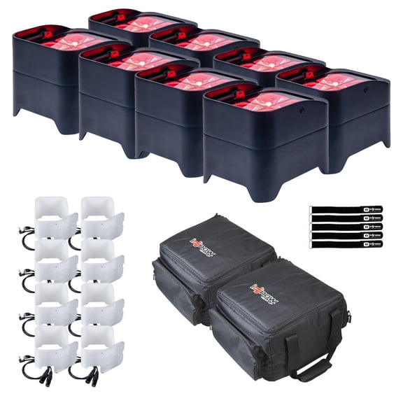 ColorKey CKU-6220 MobilePar Mini Hex 4 MKII LED Par Light 8-Pack with Bags Package