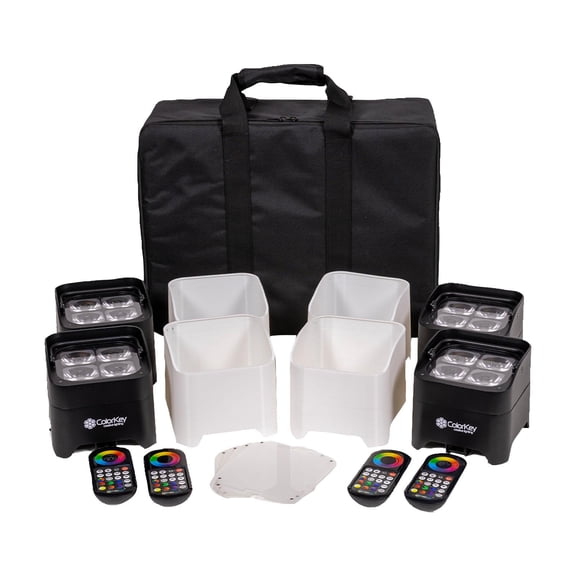 ColorKey CKU-6224 MobilePar Mini Hex 4 MKII Battery-Powered Par 4-Pack with Carrying Case