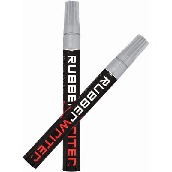 ColorLugs RubberWriter Paint Pen for Car Tires | Oil-Based Marker for Tire Lettering | Waterproof Ink | Fast Drying | Medium Size Tip | Apply at Home | Color: Silver | Pack of 2 Pens