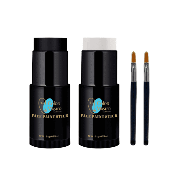 ColorMaster Face Body Paint Stick Set (Black + White), 2 Pack, 0.75oz Each