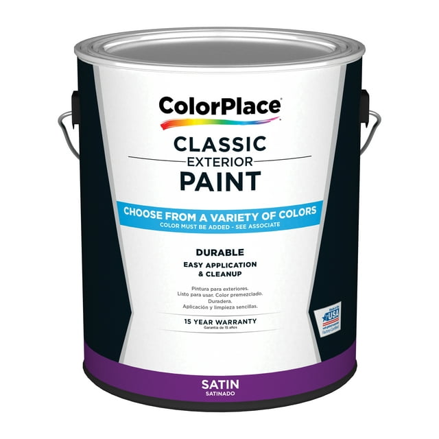 ColorPlace Classic Exterior House Paint, Satin, Medium Base, 1 Gallon