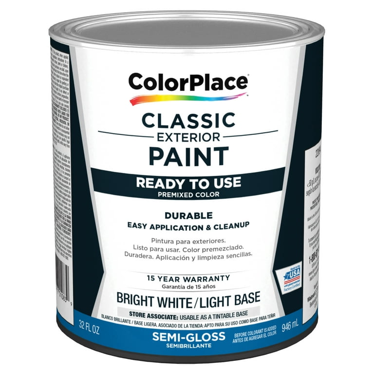 ColorPlace Classic Exterior House Paint Semi Gloss Bright White