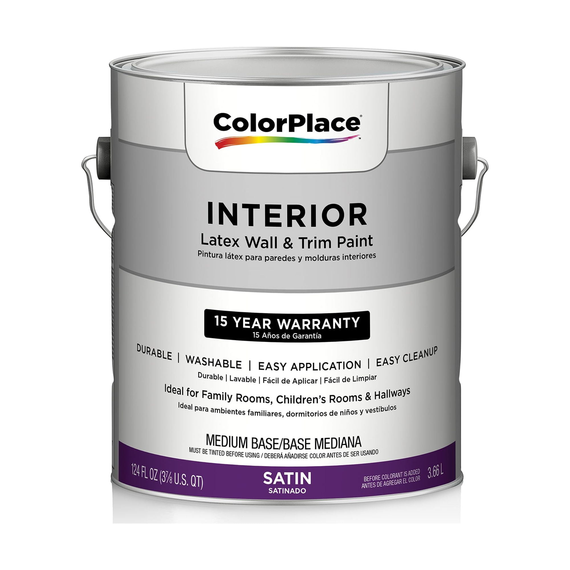ColorPlace Classic Interior Wall & Trim Paint, Satin, Medium Base, 1