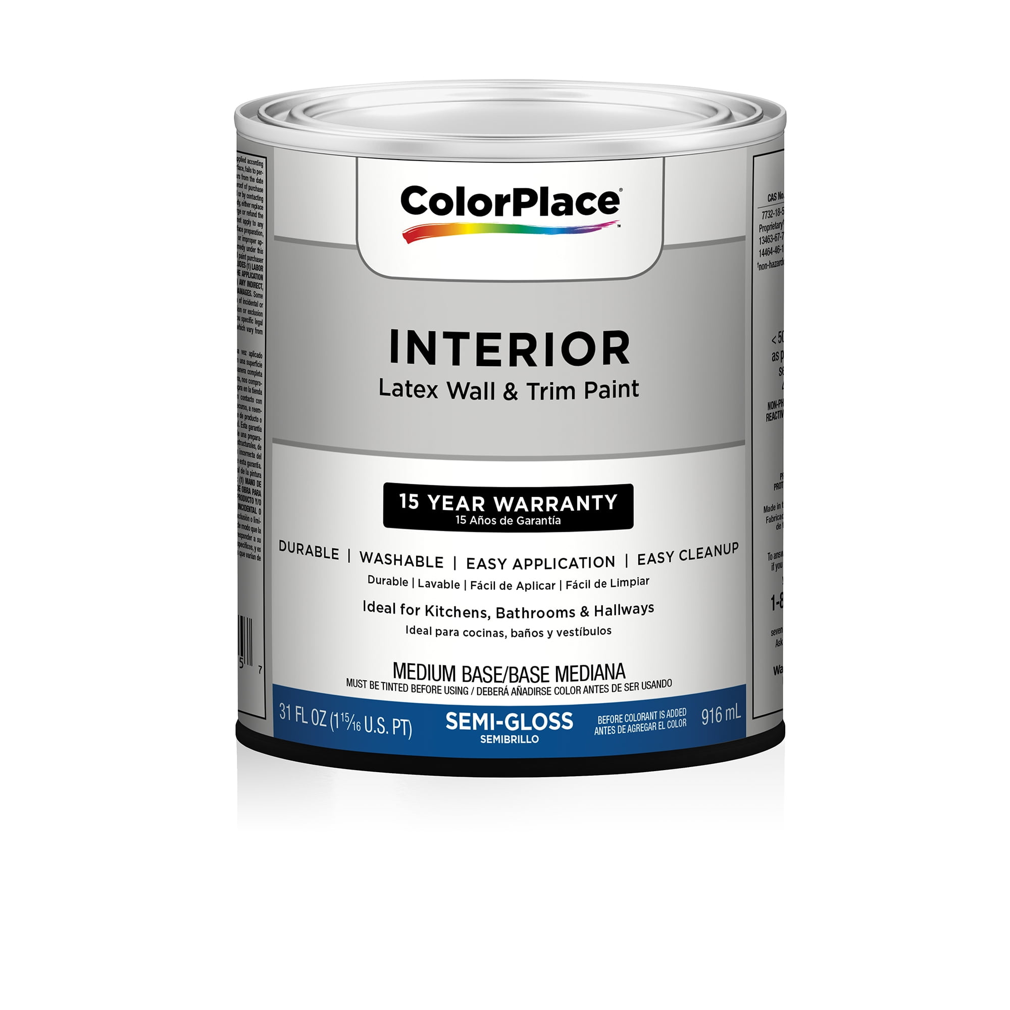 ColorPlace Classic Interior Wall & Trim Paint, SemiGloss, Medium Base