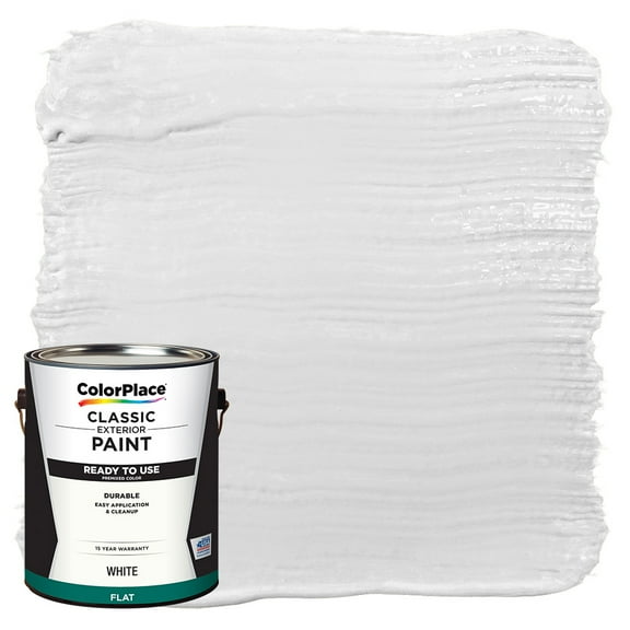 ColorPlace Exterior Latex House Paint, White, 1 Quart, Flat