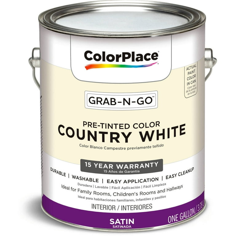 ColorPlace Grab N Go Satin Interior Paint Country White 1 Gallon