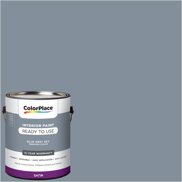 ColorPlace Ready To Use Interior Paint, Blue Grey Sky, 1 Gallon, Satin
