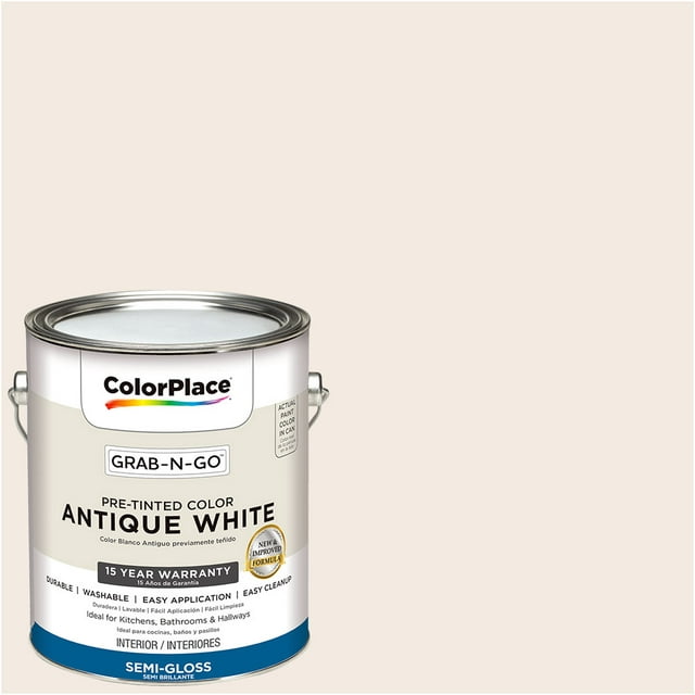 ColorPlace Ready to Use Interior Paint, Antique White, 1 Gallon, Semi-Gloss